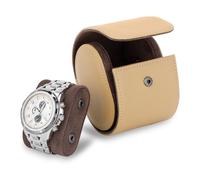 GNEGNI LIFE Single Watch Roll Case, Microfiber Leather Watch Box for Men and Women Portable Watch Roll Travel Case with Detachable Pillow Vintage Watch Display Case(Khaki)