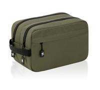 GNEGNI LIFE Toiletry Bag Hand Luggage Cosmetic Bag - 5.7L Large Wash Bag with Double Zip & 2 Main Compartments - Travel Toiletry Bag for Men & Women, 26 cm, olive green, Minimalist