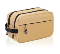 GNEGNI LIFE Toiletry Bag Hand Luggage Cosmetic Bag - 5.7L Large Wash Bag with Double Zip & 2 Main Compartments - Travel Toiletry Bag for Men & Women, 26 cm, khaki, Minimalist