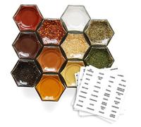 Gneiss Spice Magnetic Jars - Set of 12 Large Empty Glass Spice Jars (4 oz) with Magnetic Lids & Labels | Fridge-Mount Hanging Spice Rack | Refillable Kitchen Organizer