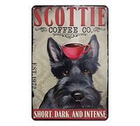 Gnelde Scottish Terrier Dog Coffee Company Metal Sign Rustic Decoration Vintage Tin Sign Home Kitchen Bar Cafe Club Cave Wall Decor Funny Dog Tin Sign 12 X 8 Inch