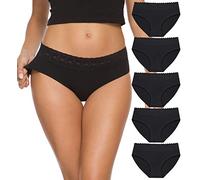 GNEPH Hipster Panties for Women Underwear Lace Bikini Hip-huggers Panties 5 Pack(218S-Black)