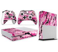 GNG Pink Camo Console Skin Decal Sticker + 2 Controller Skins Compatible for XBOX One S