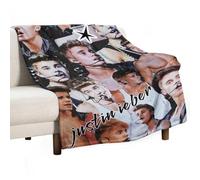 GNHFNM Super Soft Justin Collage Flannel Blanket Living Room Bieber Bedroom Decoration Four Seasons Warm Gift Sofa Warm Companion 30x40