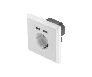 Gniazdo p/t pojedyncze SCHUKO białe 2P+Z + 2x USB