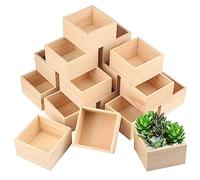 GNIEMCKIN 20 Pack 4 x 4 Inch Unfinished Small Square Wooden Box, Rustic Organizer Storage for DIY Crafts, Collectibles, Succulents, Desktop Drawer Decor