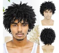 GNIMEGIL Black Dreadlock Wig - Short Braided Wigs, Fake Dreads, Men's Natural Afro Synthetic Hair Braids - Faux Locs, Casual
