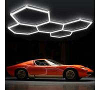 GNIUBBDB Hexagon LED Garage Lights, 6500K Honeycomb LED Ceiling, Wider Size Light Tube, Hex Shop Ring Lights for Car Detailing Shop Office Gym Barber 5 HEX