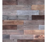 GNIYNAY Peel and Stick Wall Panels, Real Solid Wood Planks, Rustic Reclaimed Barn Wood Paneling for Accent Walls, Brown Gray Combinations, 1 sq. m