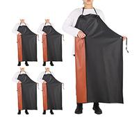 GNJCV Chemical Resistant PVC Apron - Black Plus Size Unisex Waterproof Vinyl Aprons for Dish washing,Dog Grooming,Gardening,Fish Cleaning（Pack of 5, Black Apron 5 Pack, XL