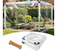 GNKBTOF 1.5 m x 4.1 m Clear Tarpaulin, 500g/m簡 PVC Heavy Duty Tarp Clear PVC Tarps, with Zip, Waterproof, with Aluminium Grommets Rope and Cable Ties for Outdoor, Heavy Duty Tarp