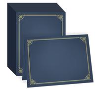 GNL 50 Packs Blue Certificate Holders - Diploma Holders, Certificate Covers with Gold Foil Border, for Letter Size 8.5 x 11 Award Certificate Paper and Documents