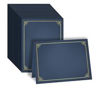GNL Certificate Holders - 100 Packs Blue Diploma Holders, Certificate Covers with Gold Foil Border, for Letter Size 8.5 x 11 Award Certificate Paper and Documents