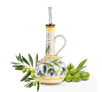 Gnlnkn Olive Oil Dispenser Bottle, Ceramic Hand-Painted Oil Dispenser with Stainless Stell and Silicone Seal Cap, Large Capacity 400ml Oil and Vinegar Syrups Bottles Dispenser for Kitchen(Rural)
