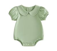 GNMKILUS Baby Girl Summer Clothes 0 3 6 12 18 Months Newborn Bubble Romper Infant Short Sleeve Collar Oversize T-shirt Cotton Bodysuit Top Cute One Piece Outits