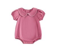 GNMKILUS Baby Girl Summer Clothes 0 3 6 12 18 Months Newborn Bubble Romper Infant Short Sleeve Collar Oversize T-shirt Cotton Bodysuit Top Cute One Piece Outits