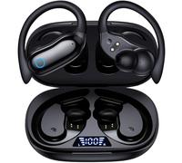 GNMN Active Noise Cancelling Ear Buds AI Translation Wireless Earbuds 96hrs Playback Bluetooth Headphones Dual Battery Display Stereo Bass Earphones with Earhooks Microphone for Sports/Runing/Workout