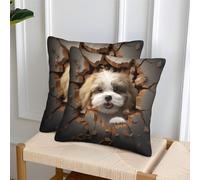 GNMRTFEAE 3D Printed Shih Tzu Square Pillowcases Animal Square Throw Pillow Decorative Super Soft Pack of 2 for Sofa Couch Bed 40x40cm
