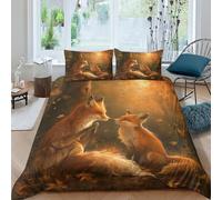 GNMRTFEAE Fox Comforter Cover Duvet Cover Quilt Cover for Boys Girls Soft Microfiber with Pillow Cases with Zipper Closure Bedding Set 3 Pieces Double（200x200cm）