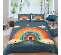 GNMRTFEAE Rainbow Comforter Cover Duvet Cover Quilt Cover for Boys Girls Soft Microfiber with Pillow Cases with Zipper Closure Bedding Set 3 Pieces Double（200x200cm）