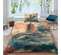 GNMRTFEAE Tower Comforter Cover Duvet Cover Quilt Cover for Boys Girls Soft Microfiber with Pillow Cases with Zipper Closure Bedding Set 2 Pieces Single（135x200cm）