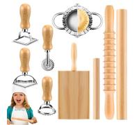 Gnocchi Board Set, Pasta Kavel Set, Pasta Cutter with Roller Wood Set, Gnocchi Board Set, Gnocchi Pasta Tools, Set of 9 Baking Tools, Kitchen Utensils for Pasta Lovers
