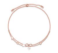 GNOCE 18K Rose Gold Plated Anklet with Pearl Infinity Love Anklet Lock 925 Sterling Silver Basic Chain Inlaid with CZ Stones Gift for Women Girls