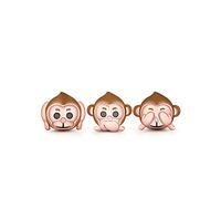GNOCE [3 Packs] Three Wise Monkeys Charms Sterling Silver Combination Charm Bead Champange Plated Fit Bracelet/Necklace Jewelry Gift for Women Mens