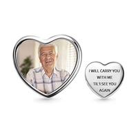 GNOCE "Accompany You Forever Personalized Photo Charm Bead 925 Sterling Silver Heart Shaped Custom Photo Charm Fit Bracelet/Necklace for Women Girls Wife Daughter