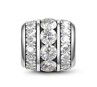 GNOCE "April Birthstone Crystal Charm 925 Sterling Silver Hello April Crystal Birthstone Charm Bead Fit Bracelet/Necklace Bracelet Charm for Women (April Birthstone Crystal)