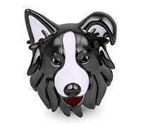 GNOCE Border Collie Dog Charm Bead Sterling Silver Black White Dog Charm Bead Black Plated Fit Bracelet/Necklace Pets Charm for Women Girls