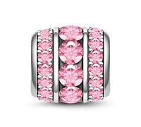 GNOCE Charm 925 Sterling Silver Tourmaline October Birthstone Charm Bead Fit Bracelet/Necklace Bracelet Charm for Women (October Birthstone Rose Quartz)