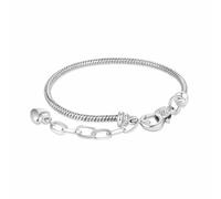 GNOCE Charm Adjustable Bracelet With Safety Chain Stainless Steel Snake Chain Metal Basic Charm Bracelet DIY Bolo with Heart Shaped Dangle