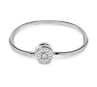 GNOCE Charm Bracelet Sterling Silver 18k Rose Gold Plated DIY Snake Chain "Love At First Sight" Basic Charm Bracelet With Gnoce Logo Bangle with Clasp (Silver, 20)