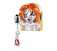 GNOCE Chucky Serial Killer Doll Pendant Dangle Charm Tiff Valentine 925 Sterling Silver Beads Charms Jewelry Gift for Women Men