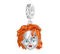 GNOCE Chucky Serial Killer Doll Pendant Dangle Charm Tiff Valentine 925 Sterling Silver Beads Charms Jewelry Gift for Women Men