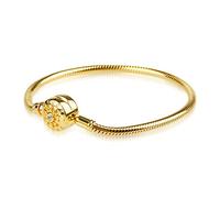 GNOCE Elegant Charm Bracelet Sterling Silver "The Moment I Meet You" Basic Charm Bracelet with Clasp Snake Chain Jewellery Gift for Women Mens (4Gold, 22)