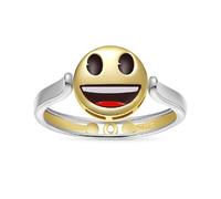 GNOCE Emoji Face Reversible Expression Ring, Adjustable Fashion Rings, Sparking Heart Ring, Dainty Statement Minimalist Ring for Women Wife Her Jewelry Gift (Smiling to Sad Face, 8)
