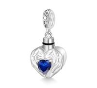 GNOCE Engravable Birthstone Angel Wings Heart Memorial Urn Ashes Pendant Dangle Charm Souvenir Pendant Commemorative Gift Charm Suitable for Bracelet/Necklace