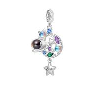 GNOCE Engravable Projection Moon Planet Photo Pendant Dangle Charm 925 Sterling Silver Dangle Charms for Bracelet Jewellery Gift For Women Girls Wife Daughter