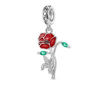 GNOCE Flower Pendant Charm 925 Sterling Silver Dangle Charm Inlaid with Crystal Oval Cut Zircon Colorful Gemstones Multicolor Enamel Fit Bracelet/Necklace for Women Girls Wife Daughter