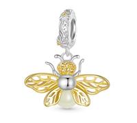 GNOCE Glow in the Dark Bee Pendant for Bracelet/Necklace 925 Sterling Silver Dangle Charms for Women Girls Wife Daughter Jewelry Gift (Bee)