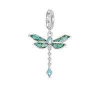 GNOCE Green Dragonfly Pendant Dangle Charm 925 Sterling Silver Charm Beads Fit Bracelet/Necklace Jewellery Gift for Women Wife Daughter