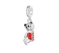 GNOCE Halloween Broken Torn Bear Pendant Dangle Charm 925 Sterling Silver Charm Fit Bracelet/Necklace Jewellery Gift for Women Girls Wife Daughter