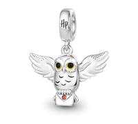GNOCE Harry Potter Hedwig,Sorting Hat,Deathly Hallows Charm 925 Sterling Silver Pendant Dangle Charm Fit Bracelet for Women Wife Daughter Jewellery Gift (Hedwig Snow Owl)