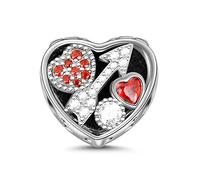 GNOCE "Heart with Arrow Charm Bead Sterling Silver Essential Oil Diffuser Dangle Charm fit for Bracelet/Necklace Jewellery Gift for Her