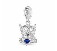 GNOCE Highland Cow Embraces Heart Birthstone Pendant Dangle Charm Sterling Silver Charm for Women Girls Wife Daughter Jewelry Gift