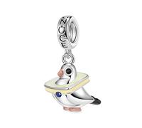 GNOCE “I Love Bread” Pigeon Pendant Charm 925 Sterling Silver Dangle Charm Fit Bracelet/Necklace for Women Girls Wife Daughter