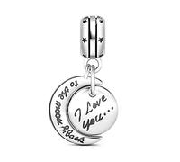 GNOCE "I Love You to The Moon & Back Charm Pendant 925 Sterling Silver Dangle Charm for Bracelet Necklace Best Gifts for Her