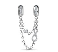 GNOCE Infinity Love Safety Chain Pendant Charm with Crystal Gemstones Sterling Silver Dangle Charm Fit Bracelet/Necklace for Women Girls Wife Daughter